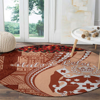 Vintage Tonga Kahoa Heilala Flower Round Carpet LT9 - Polynesian Pride
