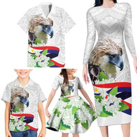 Philippines Eagle and Sampaguita Flowers Family Matching Long Sleeve Bodycon Dress and Hawaiian Shirt Polynesian Pattern LT9 - Polynesian Pride