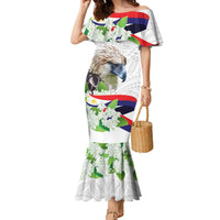 Philippines Eagle and Sampaguita Flowers Family Matching Mermaid Dress and Hawaiian Shirt Polynesian Pattern LT9 Mom's Dress White - Polynesian Pride