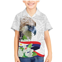 Philippines Eagle and Sampaguita Flowers Family Matching Mermaid Dress and Hawaiian Shirt Polynesian Pattern LT9 Son's Shirt White - Polynesian Pride