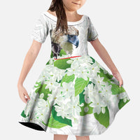 Philippines Eagle and Sampaguita Flowers Family Matching Off The Shoulder Long Sleeve Dress and Hawaiian Shirt Polynesian Pattern LT9 Daughter's Dress White - Polynesian Pride
