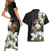 Philippines Eagle with Coat Of Arm Couples Matching Short Sleeve Bodycon Dress and Hawaiian Shirt Simple Sampaguita Jasmine LT9 - Polynesian Pride