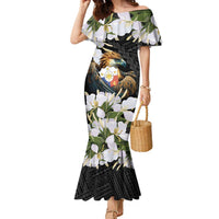 Philippines Eagle with Coat Of Arm Family Matching Mermaid Dress and Hawaiian Shirt Simple Sampaguita Jasmine LT9 Mom's Dress Black - Polynesian Pride