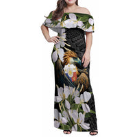 Philippines Eagle with Coat Of Arm Family Matching Off Shoulder Maxi Dress and Hawaiian Shirt Simple Sampaguita Jasmine LT9 Mom's Dress Black - Polynesian Pride
