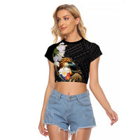 Philippines Eagle with Coat Of Arm Raglan Cropped T Shirt Simple Sampaguita Jasmine