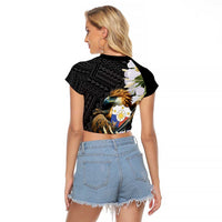 Philippines Eagle with Coat Of Arm Raglan Cropped T Shirt Simple Sampaguita Jasmine