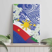 Philippines Flag Canvas Wall Art Sampaguita Jasmine with Polynesian Tribal LT9 - Polynesian Pride