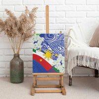 Philippines Flag Canvas Wall Art Sampaguita Jasmine with Polynesian Tribal LT9 - Polynesian Pride