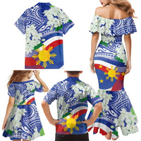 Philippines Flag Family Matching Mermaid Dress and Hawaiian Shirt Sampaguita Jasmine with Polynesian Tribal LT9 - Polynesian Pride
