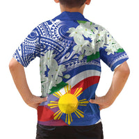 Philippines Flag Family Matching Puletasi and Hawaiian Shirt Sampaguita Jasmine with Polynesian Tribal LT9 - Polynesian Pride