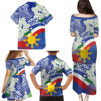 Philippines Flag Family Matching Puletasi and Hawaiian Shirt Sampaguita Jasmine with Polynesian Tribal LT9 - Polynesian Pride
