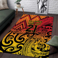 New Zealand Rangatira Custom Area Rug Red and Gold Niho Taniwha Maori Tribal