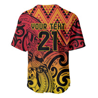 New Zealand Rangatira Custom Baseball Jersey Red and Gold Niho Taniwha Maori Tribal LT9 - Polynesian Pride