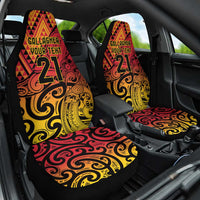 New Zealand Rangatira Custom Car Seat Cover Red and Gold Niho Taniwha Maori Tribal LT9 One Size Gold - Polynesian Pride