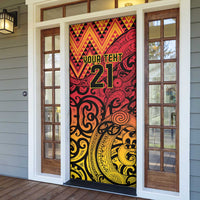 New Zealand Rangatira Custom Door Cover Red and Gold Niho Taniwha Maori Tribal LT9 - Polynesian Pride