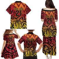 New Zealand Rangatira Custom Family Matching Puletasi and Hawaiian Shirt Red and Gold Niho Taniwha Maori Tribal LT9 - Polynesian Pride