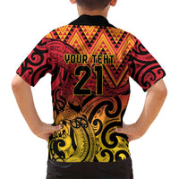 New Zealand Rangatira Custom Family Matching Tank Maxi Dress and Hawaiian Shirt Red and Gold Niho Taniwha Maori Tribal LT9 - Polynesian Pride