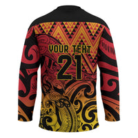 New Zealand Rangatira Custom Hockey Jersey Red and Gold Niho Taniwha Maori Tribal LT9 - Polynesian Pride