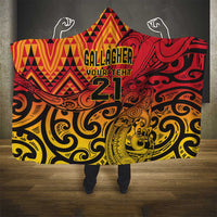 New Zealand Rangatira Custom Hooded Blanket Red and Gold Niho Taniwha Maori Tribal LT9 - Polynesian Pride