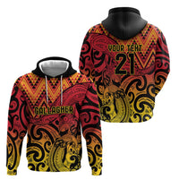 New Zealand Rangatira Custom Hoodie Red and Gold Niho Taniwha Maori Tribal