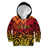 New Zealand Rangatira Custom Kid Hoodie Red and Gold Niho Taniwha Maori Tribal LT9 Hoodie Gold - Polynesian Pride