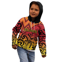 New Zealand Rangatira Custom Kid Hoodie Red and Gold Niho Taniwha Maori Tribal LT9 - Polynesian Pride