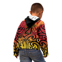 New Zealand Rangatira Custom Kid Hoodie Red and Gold Niho Taniwha Maori Tribal LT9 - Polynesian Pride