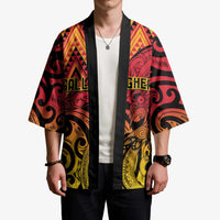 New Zealand Rangatira Custom Kimono Red and Gold Niho Taniwha Maori Tribal LT9 - Polynesian Pride