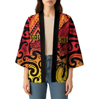 New Zealand Rangatira Custom Kimono Red and Gold Niho Taniwha Maori Tribal LT9 - Polynesian Pride