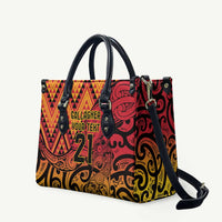 New Zealand Rangatira Custom Leather Bag Red and Gold Niho Taniwha Maori Tribal LT9 Gold - Polynesian Pride