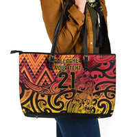 New Zealand Rangatira Custom Leather Tote Bag Red and Gold Niho Taniwha Maori Tribal LT9 - Polynesian Pride