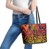 New Zealand Rangatira Custom Leather Tote Bag Red and Gold Niho Taniwha Maori Tribal LT9 - Polynesian Pride