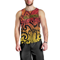 New Zealand Rangatira Custom Men Tank Top Red and Gold Niho Taniwha Maori Tribal LT9 - Polynesian Pride