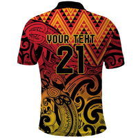 New Zealand Rangatira Custom Polo Shirt Red and Gold Niho Taniwha Maori Tribal LT9 - Polynesian Pride