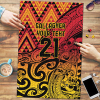 New Zealand Rangatira Custom Puzzle Red and Gold Niho Taniwha Maori Tribal - Polynesian Pride