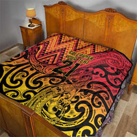 New Zealand Rangatira Custom Quilt Red and Gold Niho Taniwha Maori Tribal LT9 - Polynesian Pride