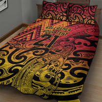 New Zealand Rangatira Custom Quilt Bed Set Red and Gold Niho Taniwha Maori Tribal LT9 - Polynesian Pride