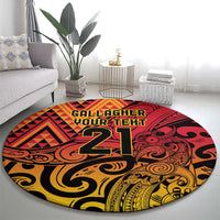 New Zealand Rangatira Custom Round Carpet Red and Gold Niho Taniwha Maori Tribal LT9 - Polynesian Pride