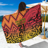 New Zealand Rangatira Custom Sarong Red and Gold Niho Taniwha Maori Tribal LT9 One Size 44 x 66 inches Gold - Polynesian Pride