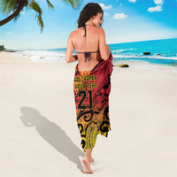New Zealand Rangatira Custom Sarong Red and Gold Niho Taniwha Maori Tribal LT9 - Polynesian Pride