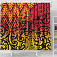New Zealand Rangatira Custom Shower Curtain Red and Gold Niho Taniwha Maori Tribal LT9 - Polynesian Pride