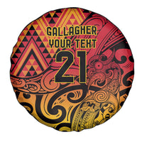 New Zealand Rangatira Custom Spare Tire Cover Red and Gold Niho Taniwha Maori Tribal