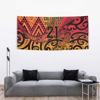 New Zealand Rangatira Custom Tapestry Red and Gold Niho Taniwha Maori Tribal LT9 - Polynesian Pride