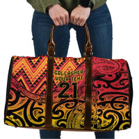 New Zealand Rangatira Custom Travel Bag Red and Gold Niho Taniwha Maori Tribal LT9 Gold - Polynesian Pride