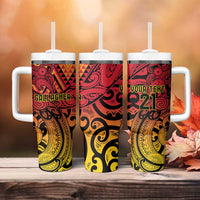 New Zealand Rangatira Custom Tumbler With Handle Red and Gold Niho Taniwha Maori Tribal LT9 - Polynesian Pride