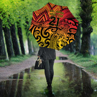 New Zealand Rangatira Custom Umbrella Red and Gold Niho Taniwha Maori Tribal LT9 - Polynesian Pride