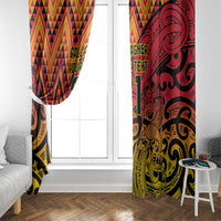New Zealand Rangatira Custom Window Curtain Red and Gold Niho Taniwha Maori Tribal LT9 - Polynesian Pride