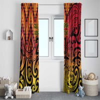 New Zealand Rangatira Custom Window Curtain Red and Gold Niho Taniwha Maori Tribal LT9 - Polynesian Pride