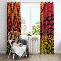 New Zealand Rangatira Custom Window Curtain Red and Gold Niho Taniwha Maori Tribal LT9 - Polynesian Pride