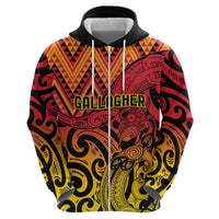 New Zealand Rangatira Custom Zip Hoodie Red and Gold Niho Taniwha Maori Tribal LT9 - Polynesian Pride